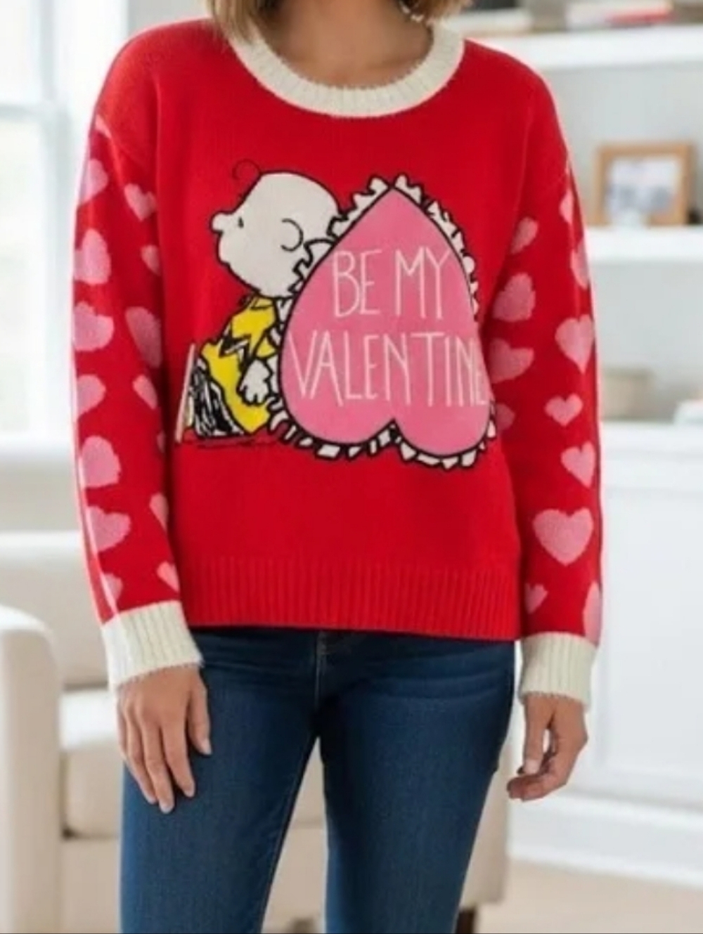 Peanuts Be My Valentine Sweater Size Large
